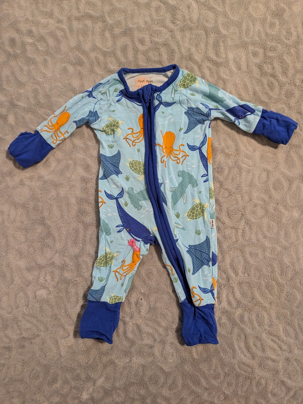 Little Sleepies Baby Marine Life Print One-Piece Sleep and Play - Blue